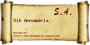 Sik Annamária névjegykártya